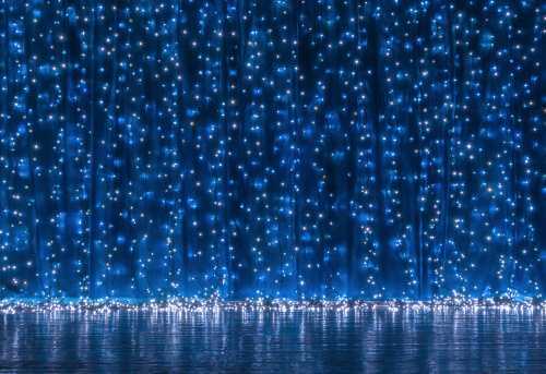 Blue led light curtain on a stage