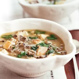 Spinach, Rooster, and Wild Rice Soup