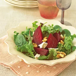 Beet and Goat Cheese Salad with Child Greens and Walnuts