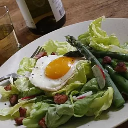 Asparagus Salad With Butter Lettuce, Pancetta & Fried Egg