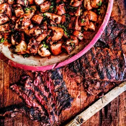 Grilled Skirt Steak With Barbecued Bread Salad From ‘The Massive-Taste Grill’