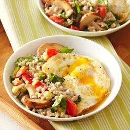 Breakfast Risotto with Fried Eggs
