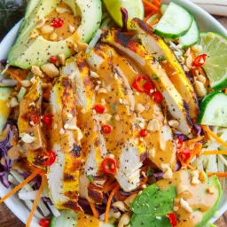 Thai Lemongrass Hen and Avocado Salad with Spicy Peanut Dressing